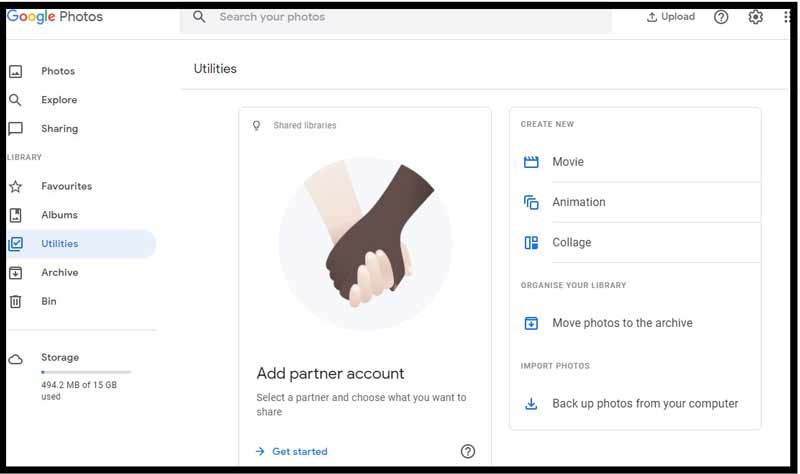 GoogleフォトのPCインターフェース