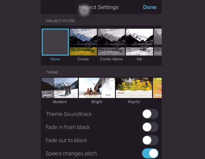 imovie iphone choose theme