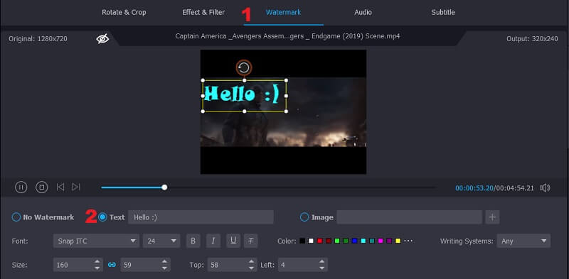 Vidmore VC GIFにテキストを追加