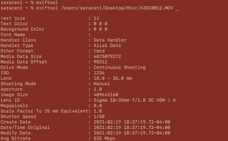 Exiftool Mac インターフェース