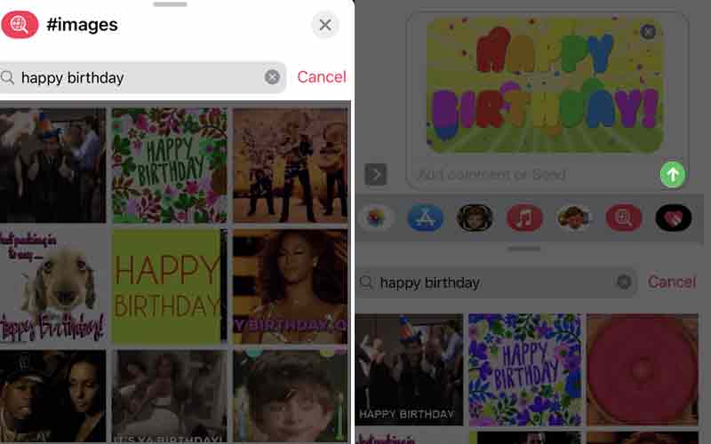 メッセージアプリで GIF を送信