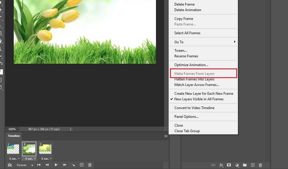 Photoshop アニメーションフレーム