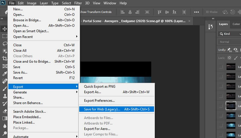 Photoshop GIFの変更を保存