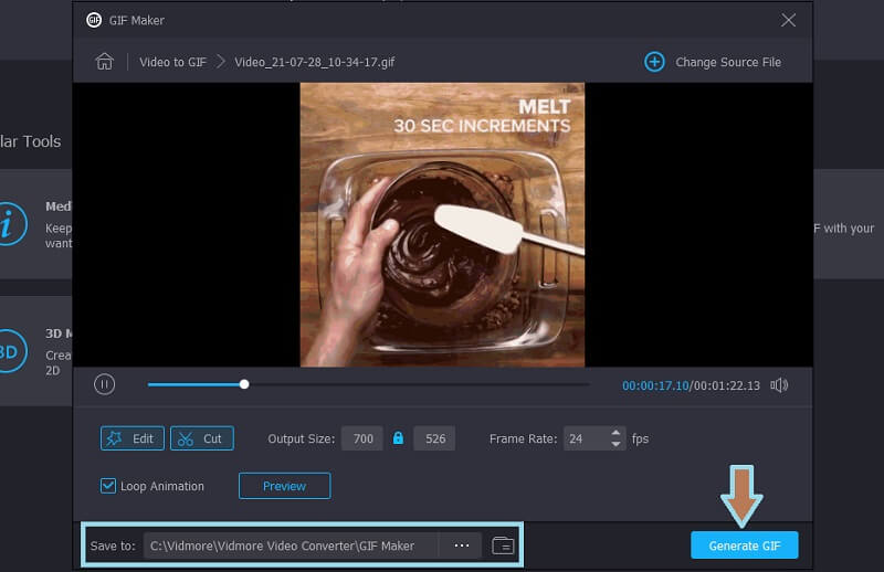 Vidmore VC トリミング後GIF保存