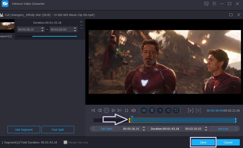 Vidmore VC 動画クリップをトリミング