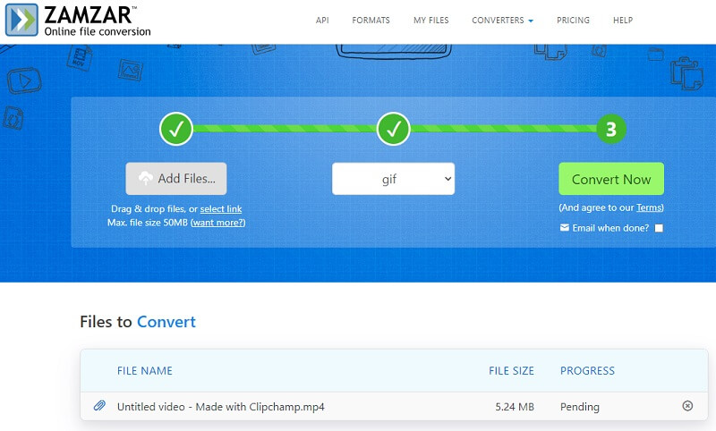 Zamzar GIFメーカー