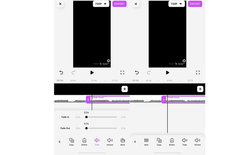 FilmoraGo インターフェース MP3カッター