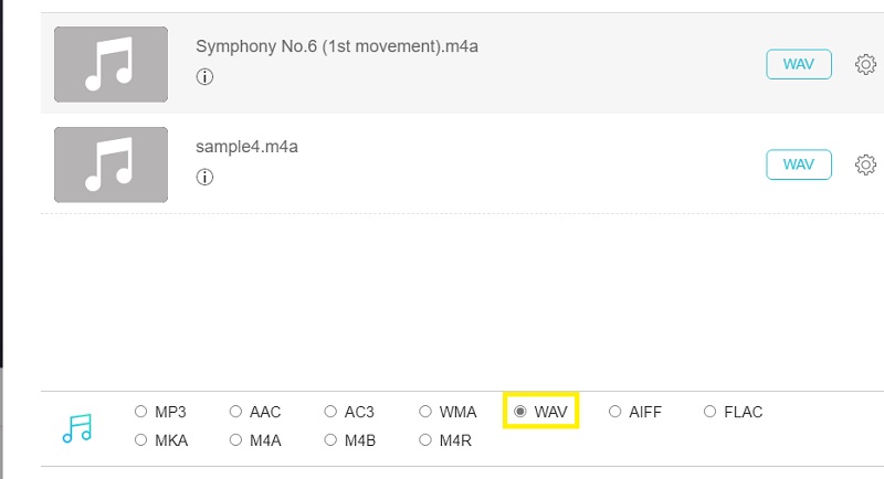 Vidmore Foac 形式を選択 M4A から WAV へ