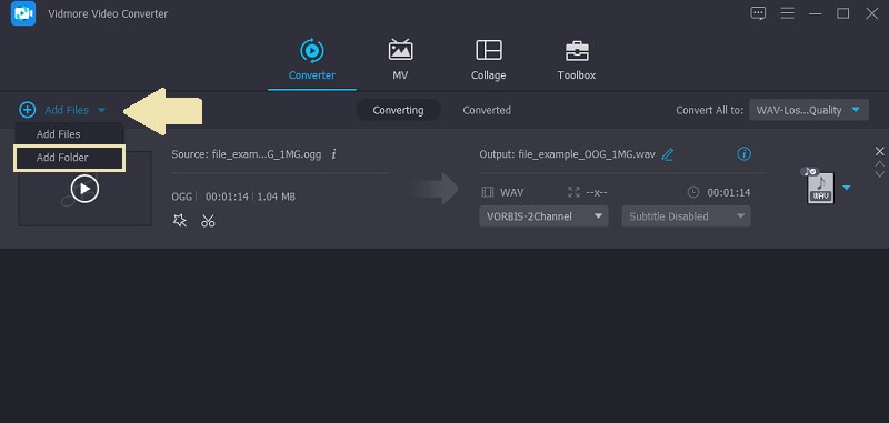 Vidmore Vc インポート フォルダー ファイル OGG から WAVへ