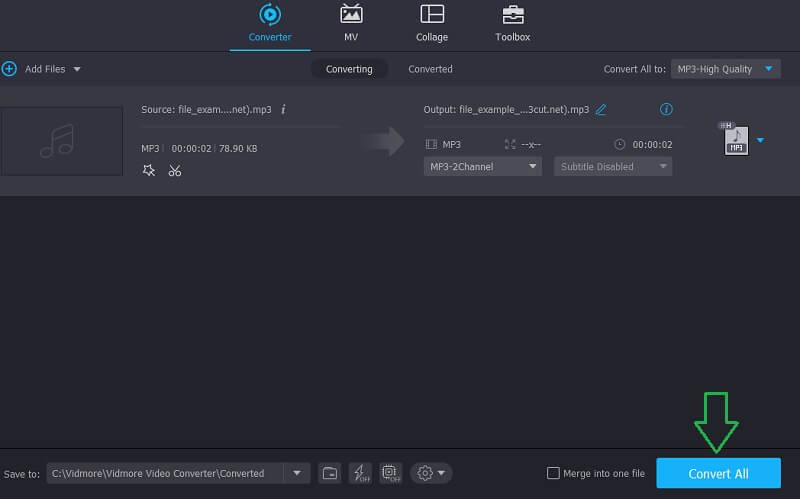Vidmore Vc で出力を保存して MP3 ファイルをトリミング
