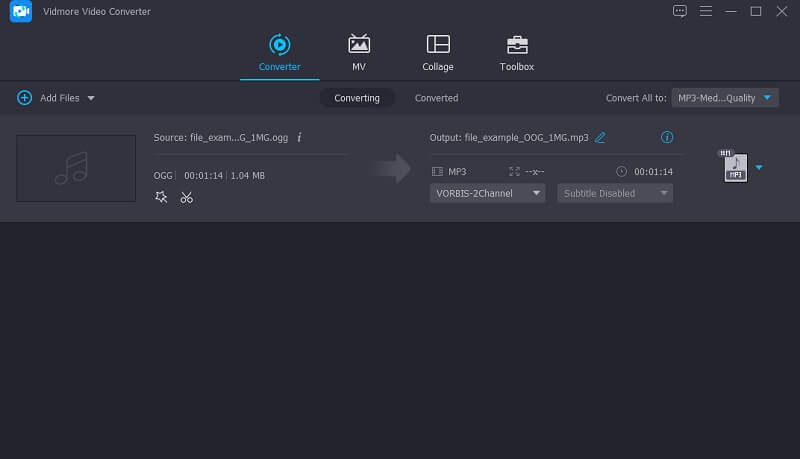 Vidmore Vc OGGファイルをアップロード OGGからMP3へ