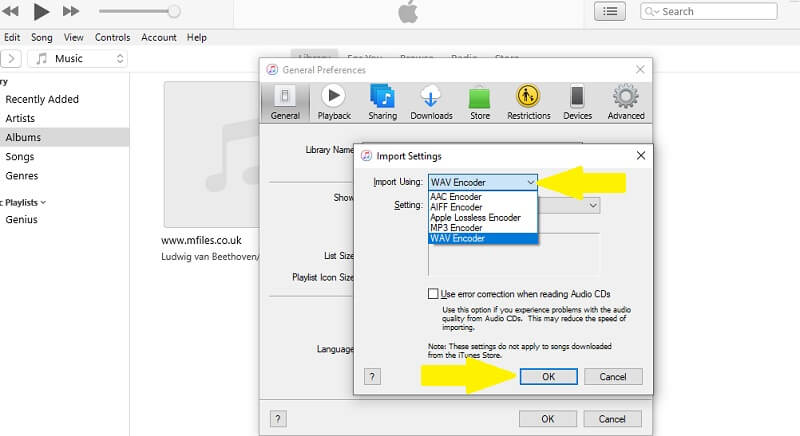 iTunes 取り込み方法のオプション