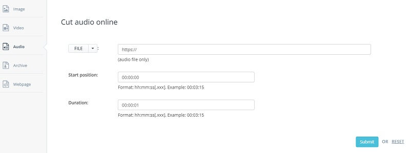 Aconvert WAVファイルをカット