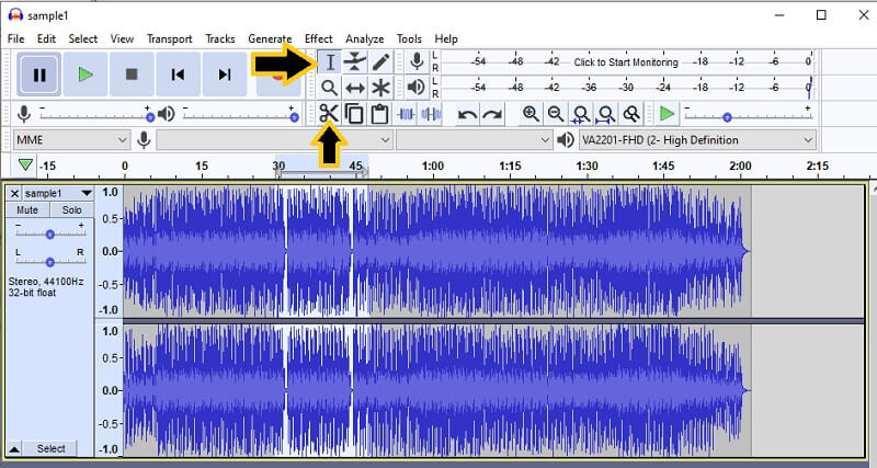 Audacity オーディオをカット