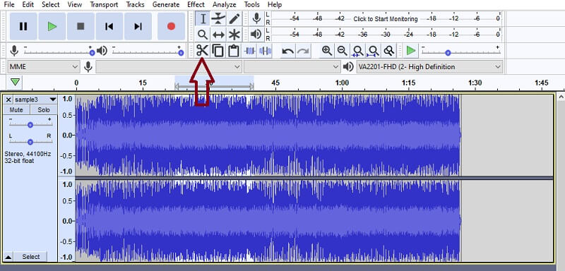 Audacity WMA ファイルをカット