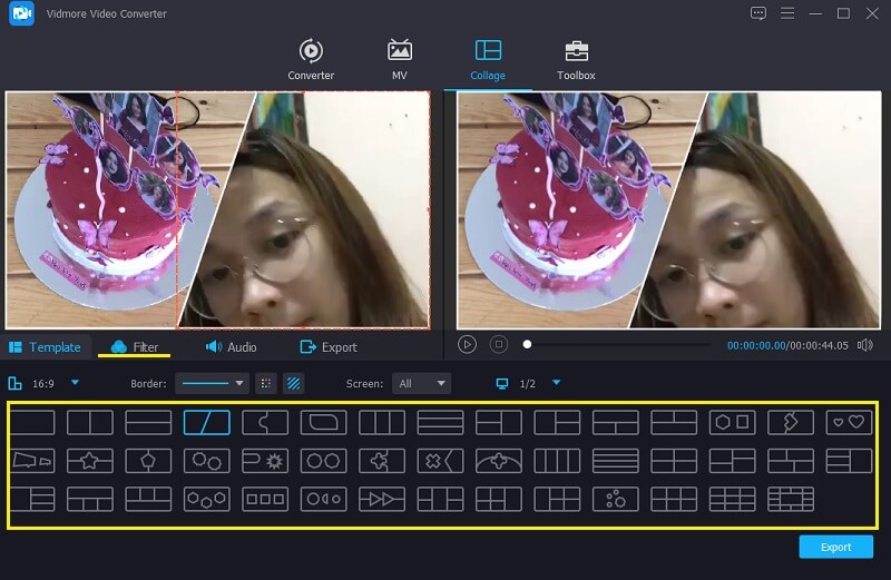 Vidmoreでテンプレートを選択