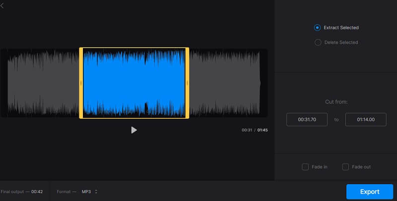 ClideoでOGGファイルをトリミング