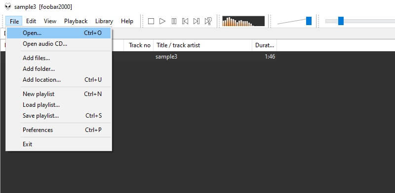 Foobar 2000 FLAC ファイルを開く