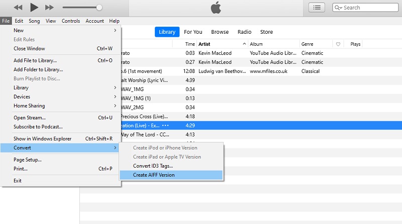 iTunes AACをAIFFに変換