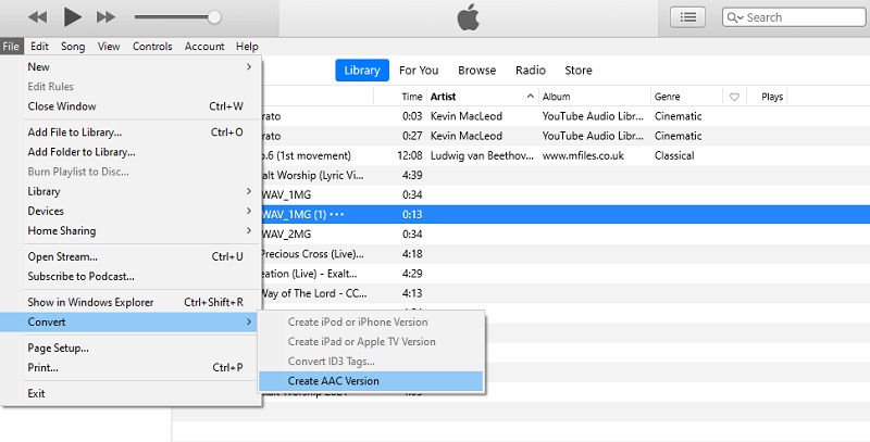 iTunes で WMA を M4A ファイルに変換