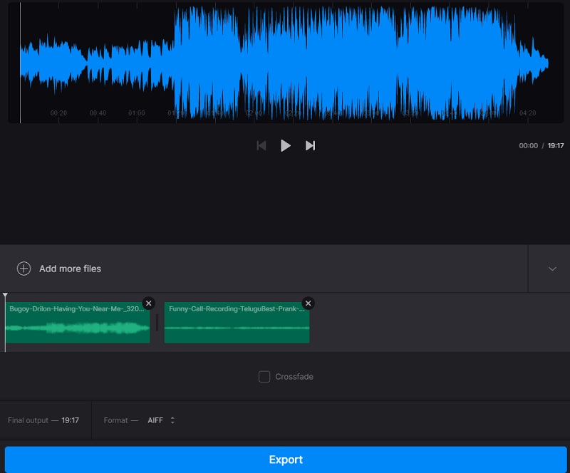 Clideo で AIFF を結合