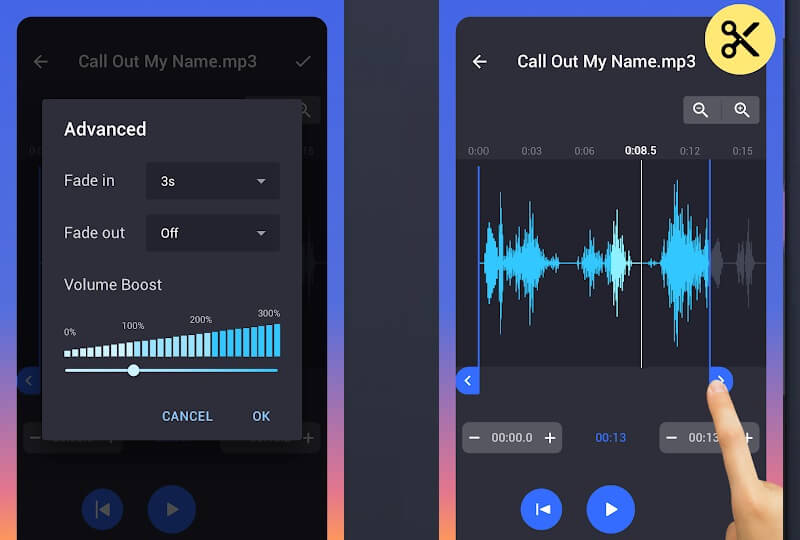 MP3 Cutter インターフェース