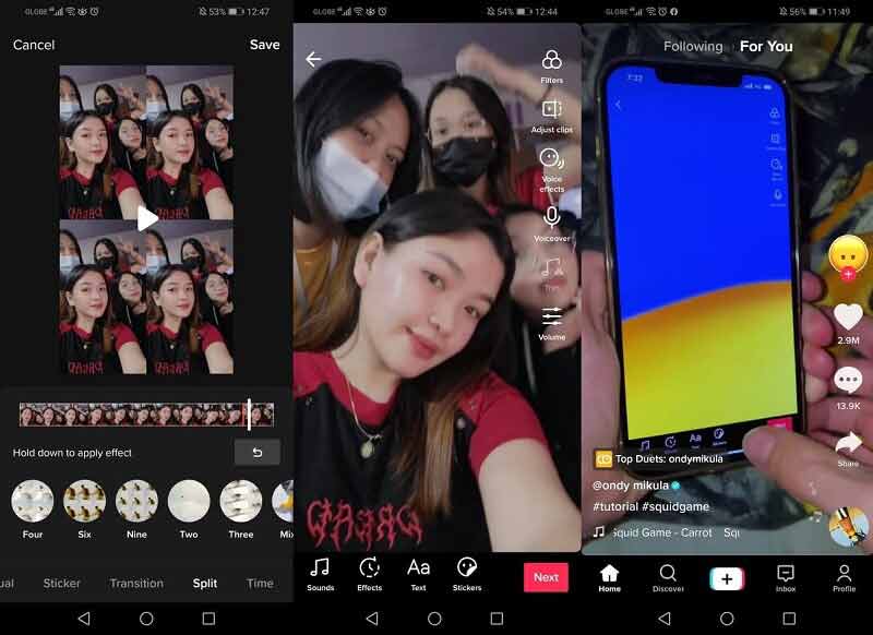 TikTokの分割動画