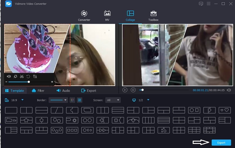Vidmore 分割画面を書き出し