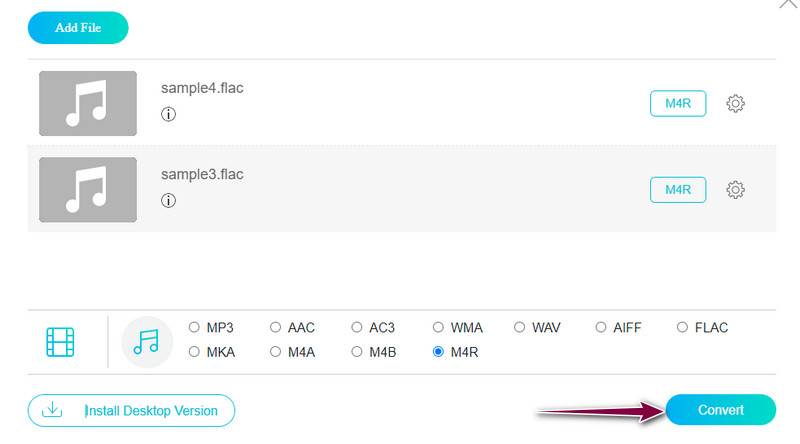 Vidmore Free FLACをM4Rに変換