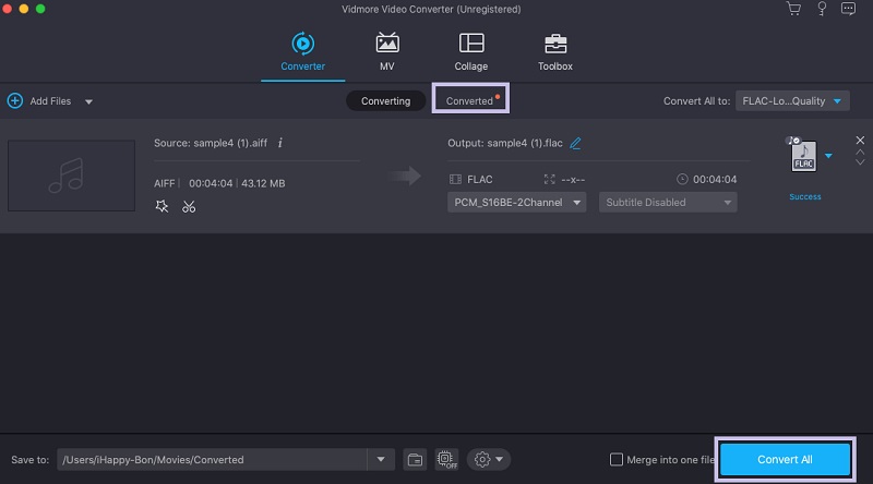 Vidmore Mac 変換開始画面