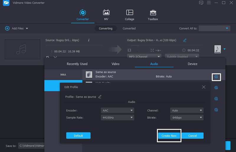 Vidmore：品質調整用