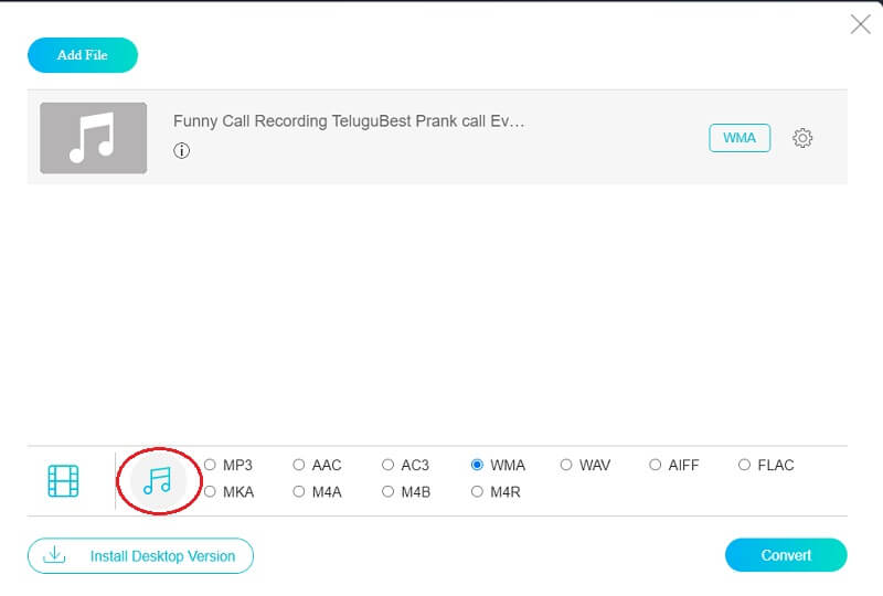 Vidmore オンライン 形式選択