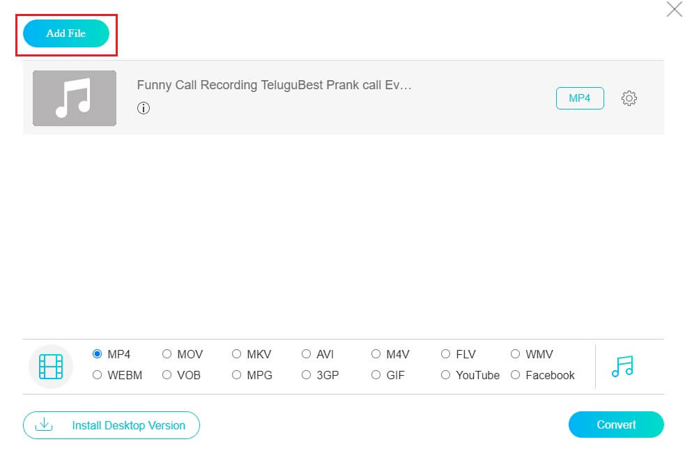Vidmore オンライン ファイル追加