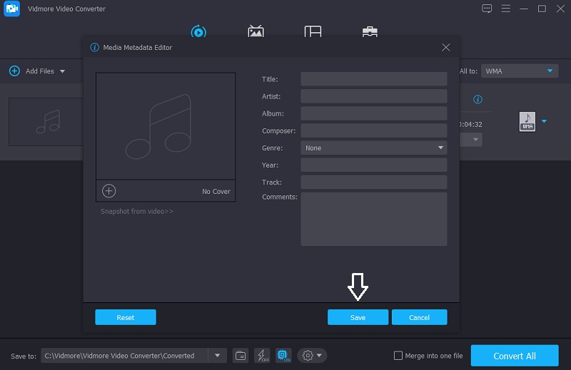 Vidmore でカバーフォトを追加