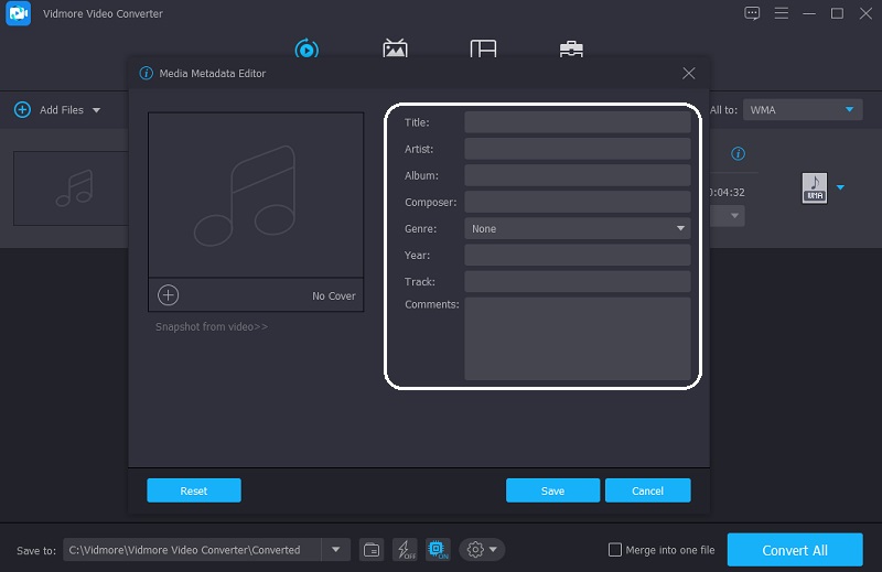 Vidmore でメタデータを入力