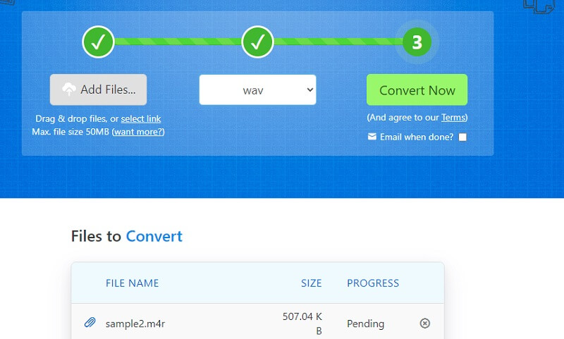 Zamzar 変換プロセス
