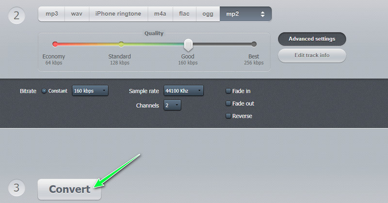 123apps Audio Converter 変換開始