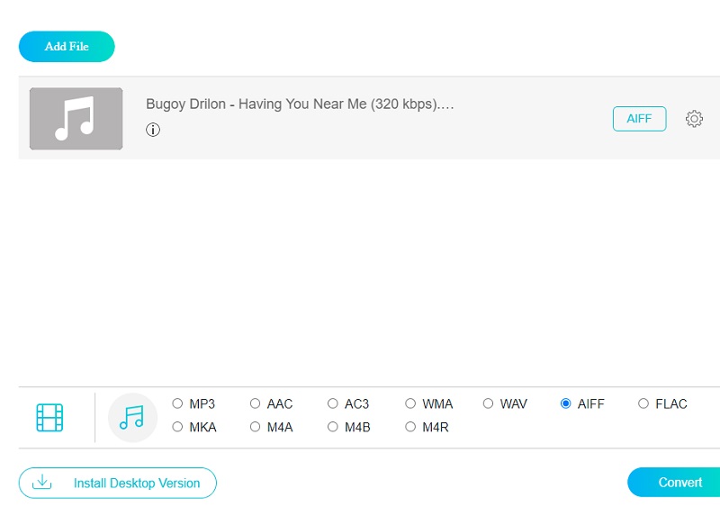 オンラインでAIFF形式を選択 Vidmore