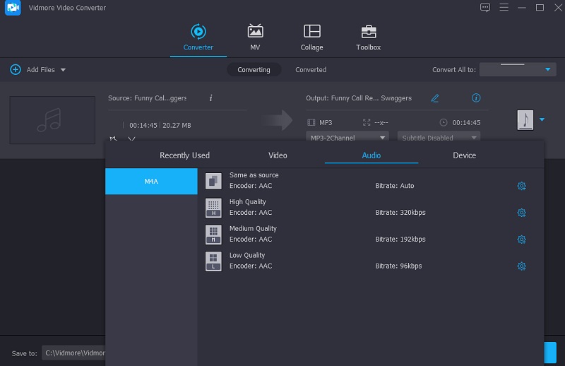 形式の選択 Vidmore
