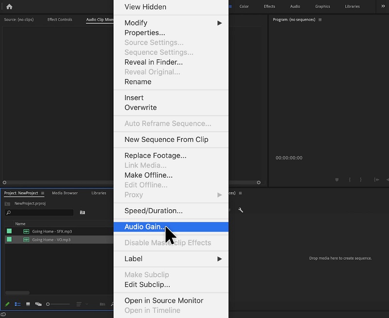 音量を上げる（Premiere）