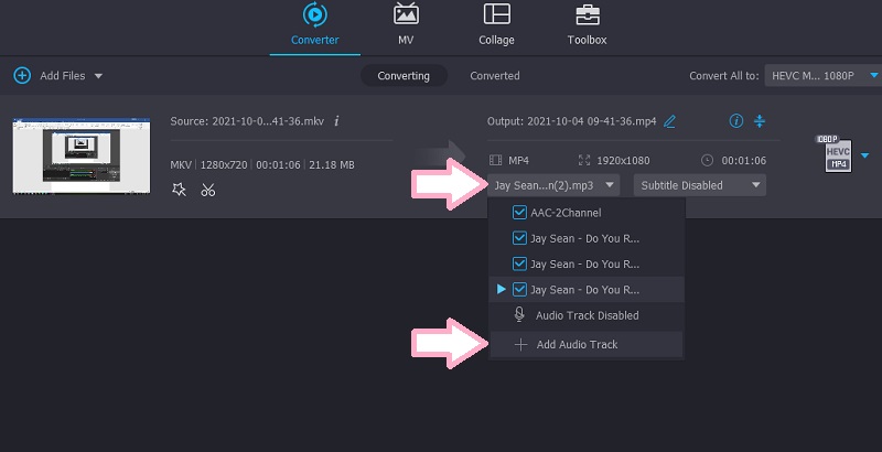 Vidmore 音声トラックオプション