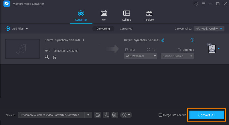 Vidmore 出力ファイルを書き出し