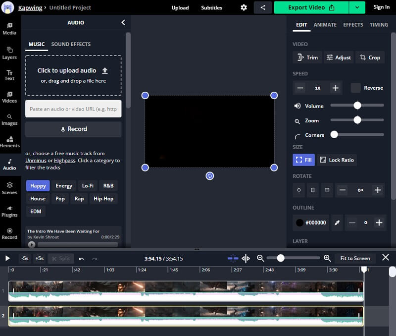MKVに音声を追加 Kapwing