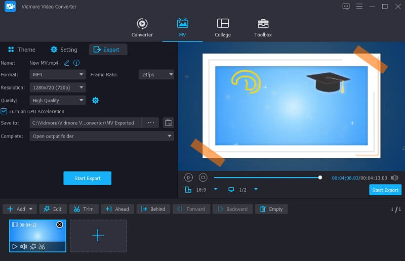 Vidmore でフェード処理したオーディオを書き出す