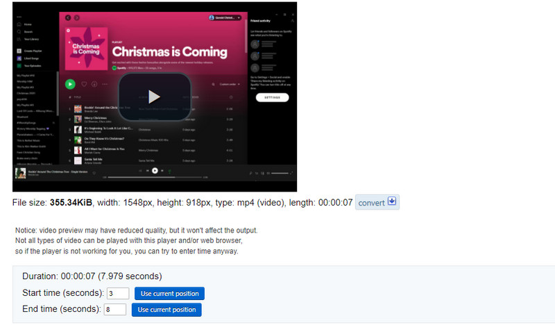 EZGIF カットインターフェース