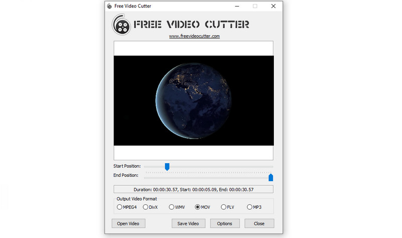 Free Video Cutter で MOV をカット