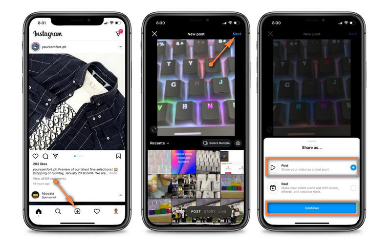 Instagram 動画アップロード