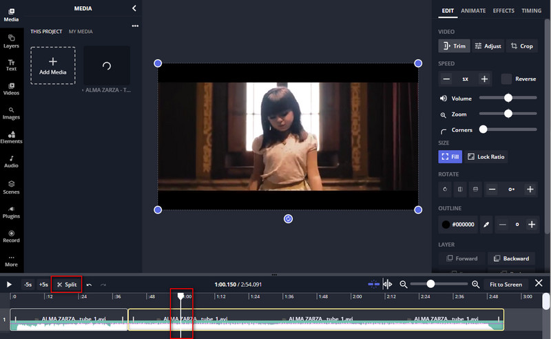 Kapwing 動画分割