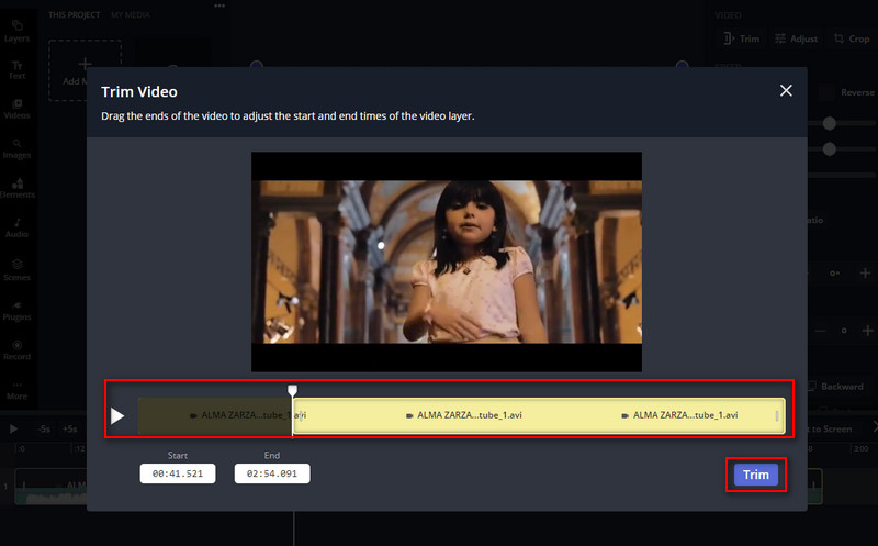 Kapwing 動画トリミング