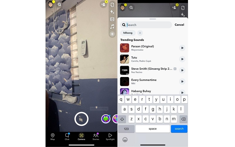 Snapchatアプリ 音楽を追加